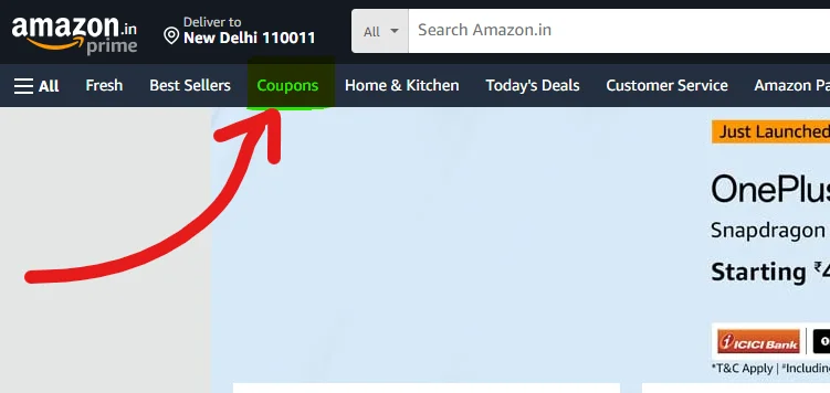 Amazon India Coupon Code page